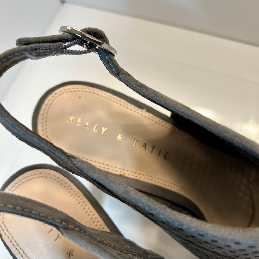 Kelly & Katie Gray Perforated Heels with Peep-Toe - Picture 5 of 8